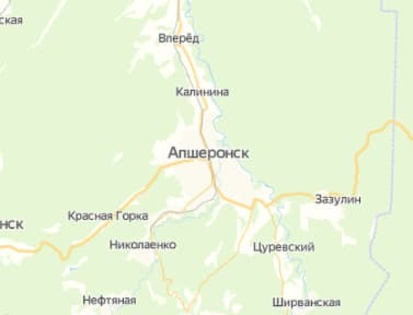 Изображение города Апшеронск на карте